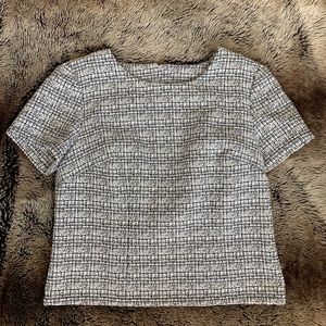 Express back and white tweed crop top
